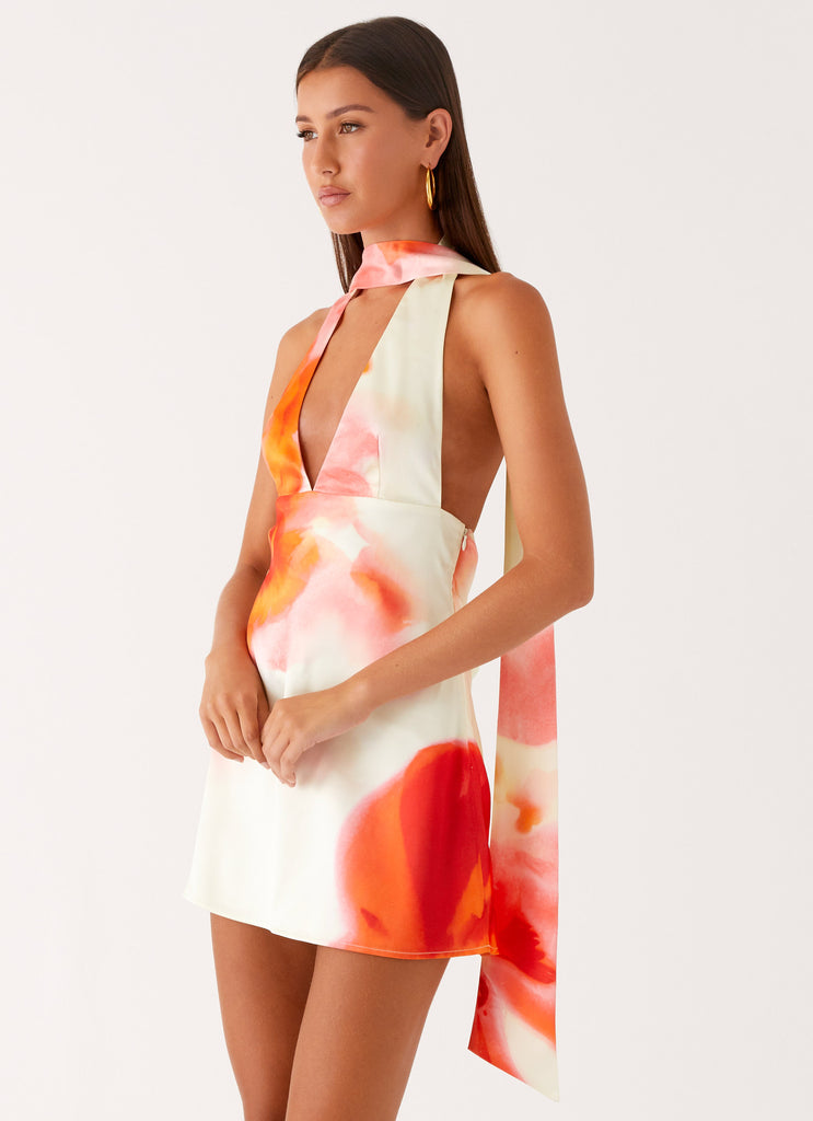 Peppermayo Peppermayo Exclusive - Alicia Satin Halter Mini Dress - Mimosa Blossom