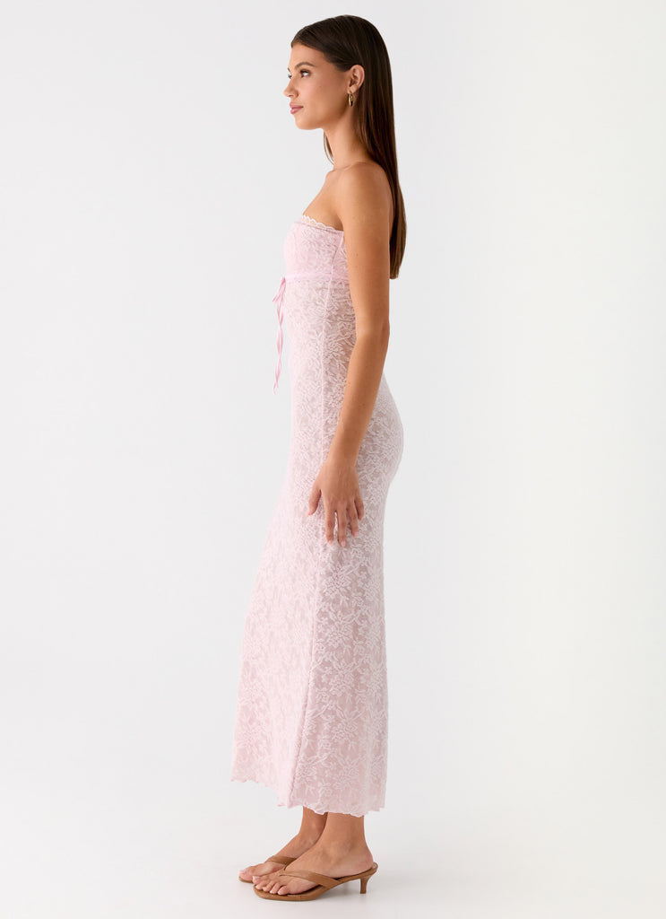 Peppermayo Peppermayo Exclusive - Alida Strapless Jacquard Midi Dress - Pink