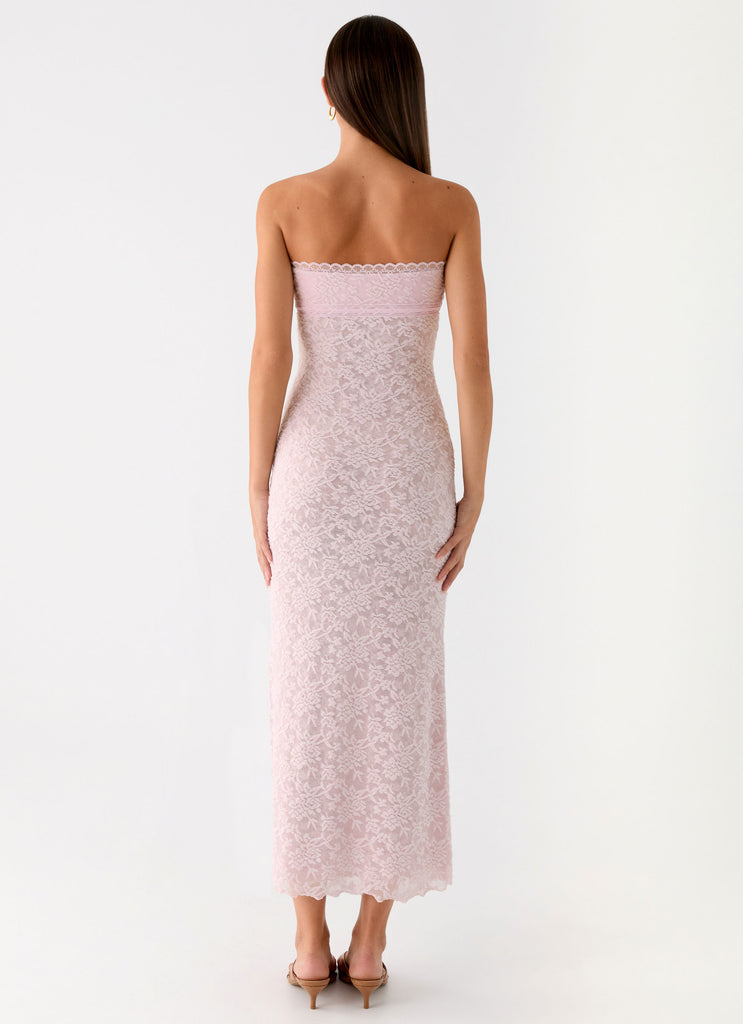 Peppermayo Peppermayo Exclusive - Alida Strapless Jacquard Midi Dress - Pink