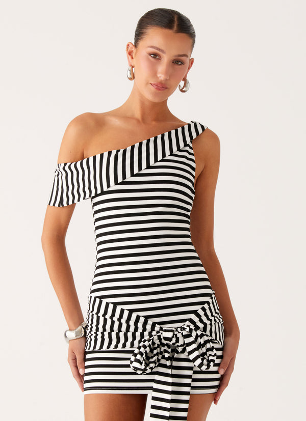 peppermayo Peppermayo Exclusive - All Day Mini Dress - Black White Stripe peppermayo Peppermayo Exclusive - All Day Mini Dress - Black White Stripe