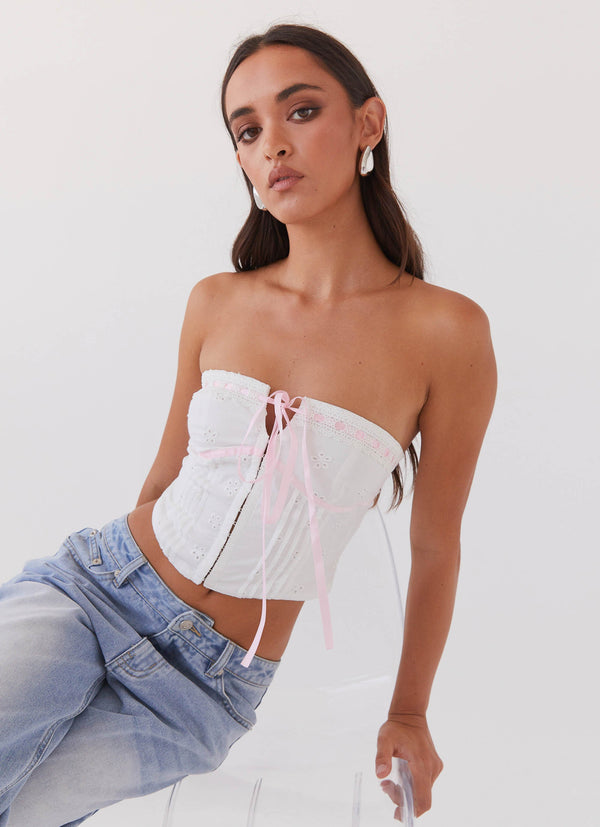 peppermayo Peppermayo Exclusive - All My Affection Bustier Top - Pink Ribbon