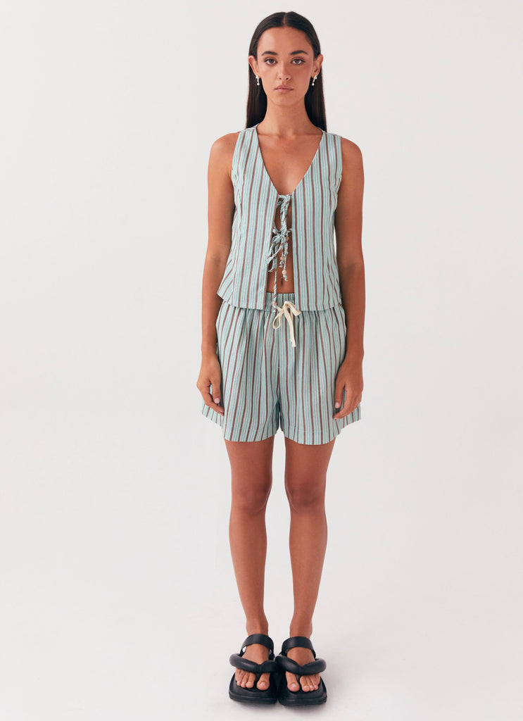 Peppermayo Peppermayo Exclusive - Allania Linen Shorts - Coastal Stripe