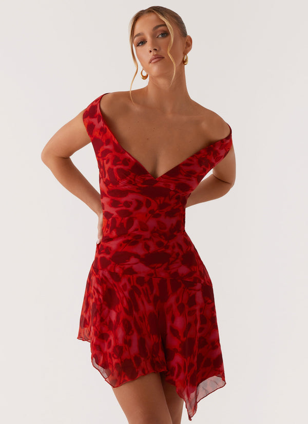 peppermayo Peppermayo Exclusive - Alma Mini Dress - Deep Red Floral