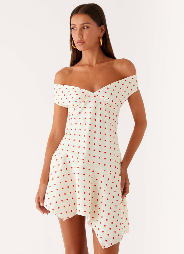 peppermayo Peppermayo Exclusive - Alma Mini Dress - White Red Polka Dot