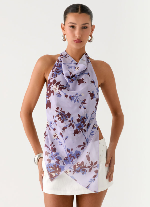 peppermayo Peppermayo Exclusive - Altego Layered Backless Top - Antique Lilac Floral