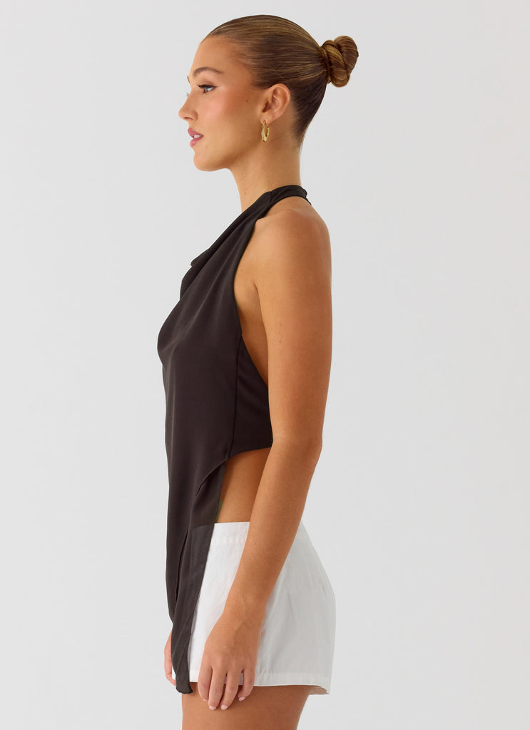 Peppermayo Peppermayo Exclusive - Altego Layered Backless Top - Cool Chocolate