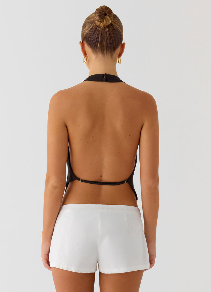 Peppermayo Peppermayo Exclusive - Altego Layered Backless Top - Cool Chocolate