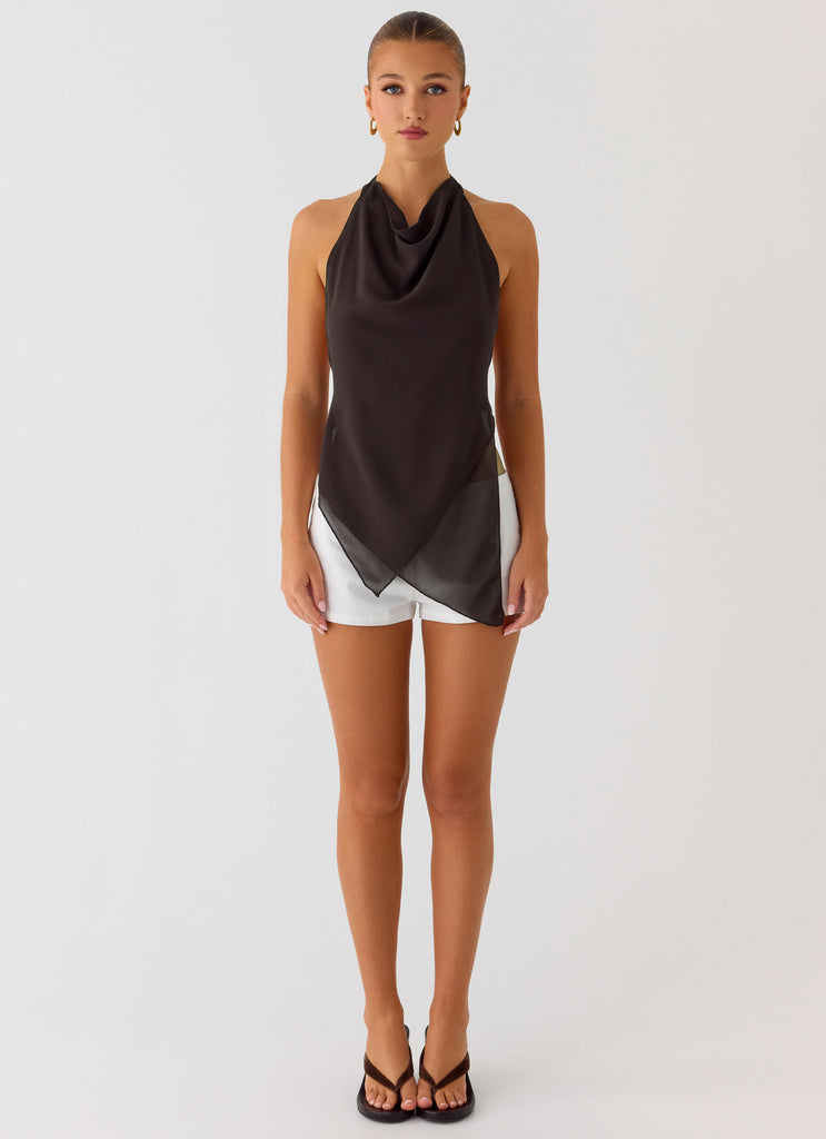 Peppermayo Peppermayo Exclusive - Altego Layered Backless Top - Cool Chocolate