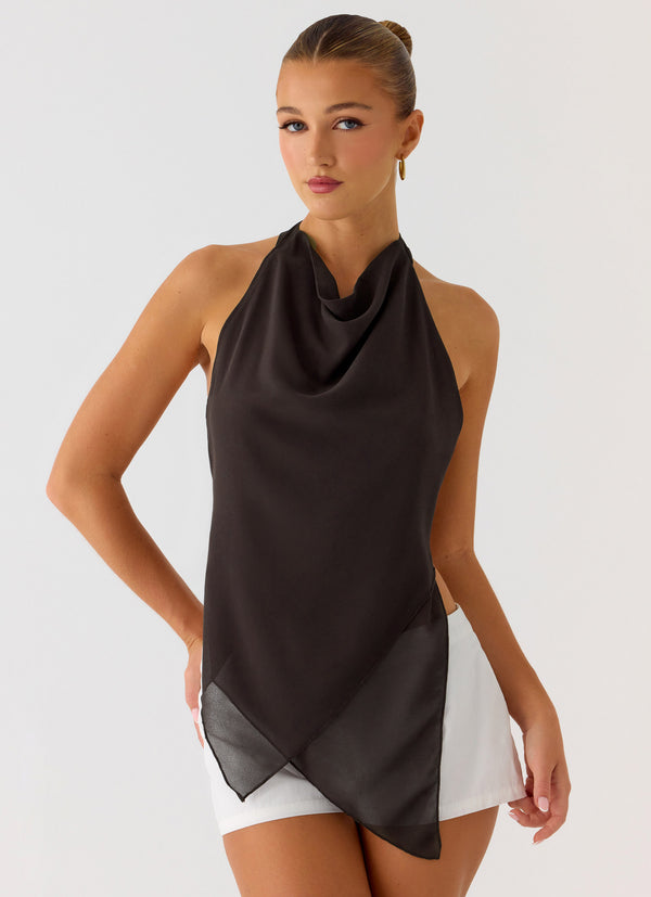 peppermayo Peppermayo Exclusive - Altego Layered Backless Top - Cool Chocolate