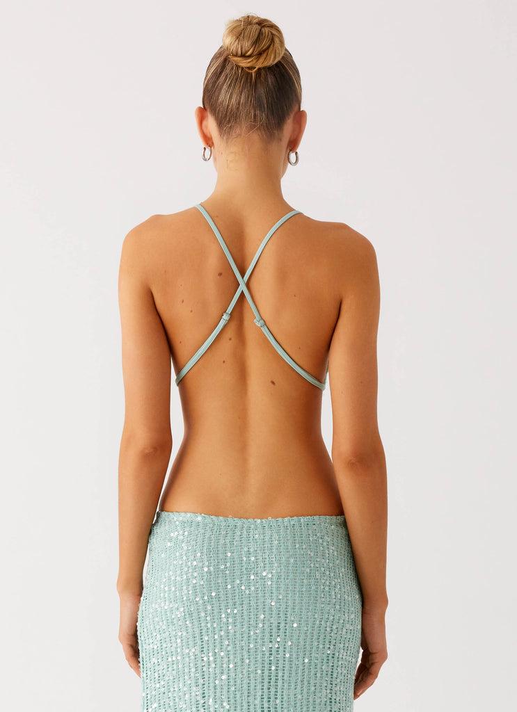 Peppermayo Peppermayo Exclusive - Amoura Sequin Cowl Top - Mint Sage