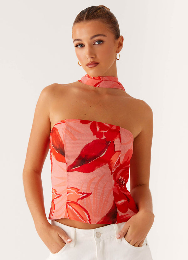 peppermayo Peppermayo Exclusive - Anais Scarf Top - Sicily Sunset Print