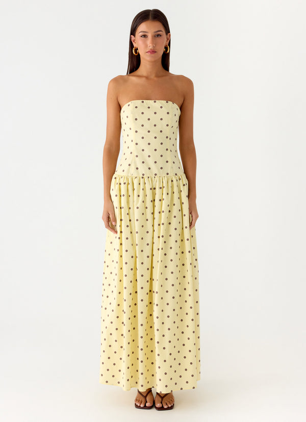 peppermayo Peppermayo Exclusive - Andorra Maxi Dress - Yellow Polkadot