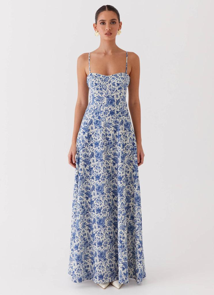 Peppermayo Peppermayo Exclusive - Angelina Linen Maxi Dress - Blue Paisley
