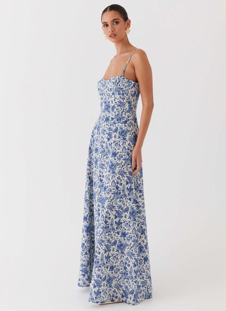 Peppermayo Peppermayo Exclusive - Angelina Linen Maxi Dress - Blue Paisley