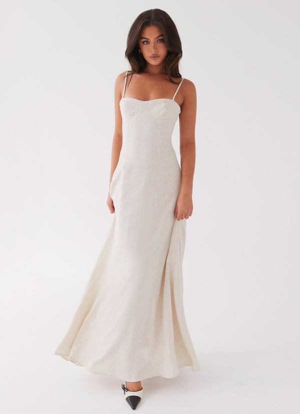 peppermayo Peppermayo Exclusive - Angelina Linen Maxi Dress - Oatmeal