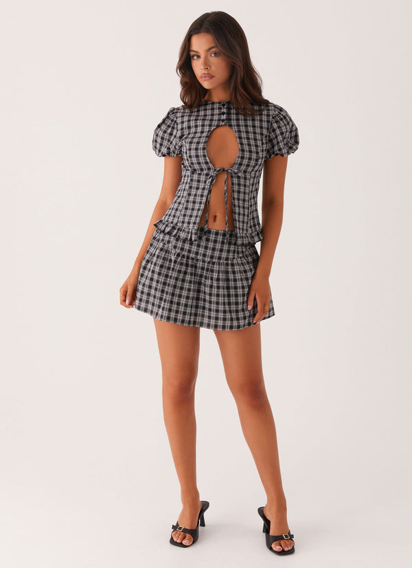 peppermayo Peppermayo Exclusive - Annie Mini Skirt - White Black Check