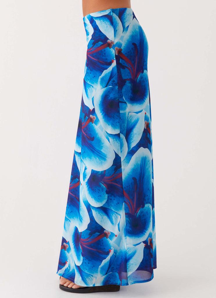 Peppermayo Peppermayo Exclusive - Another Life Chiffon Maxi Skirt - Turquoise Floral