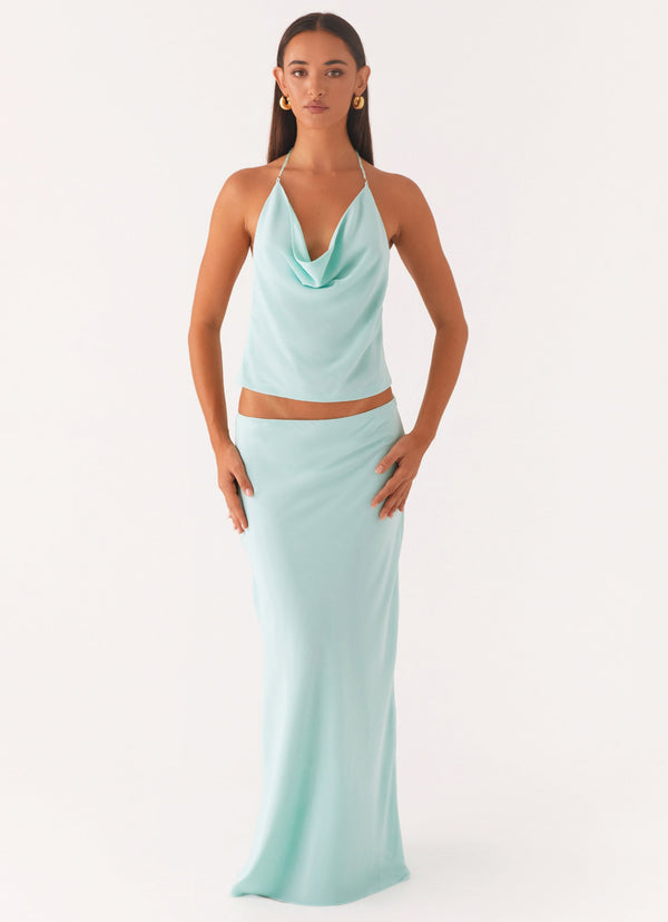 peppermayo Peppermayo Exclusive - Another Life Chiffon Maxi Skirt - Pale Blue