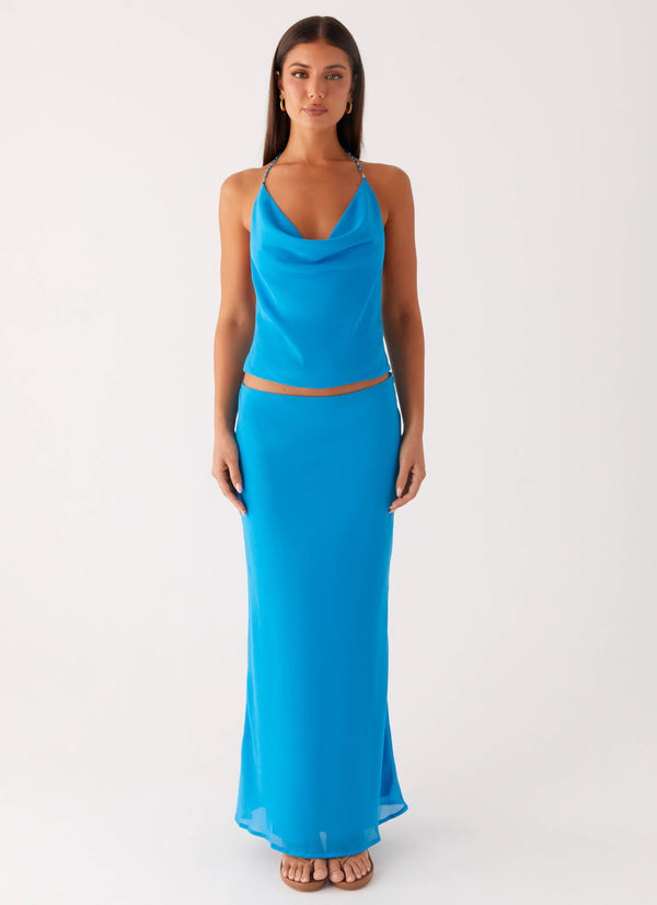 peppermayo Peppermayo Exclusive - Another Life Chiffon Maxi Skirt - Turquoise