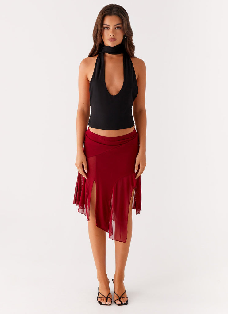 Peppermayo Peppermayo Exclusive - Anthea Mesh Midi Skirt - Red
