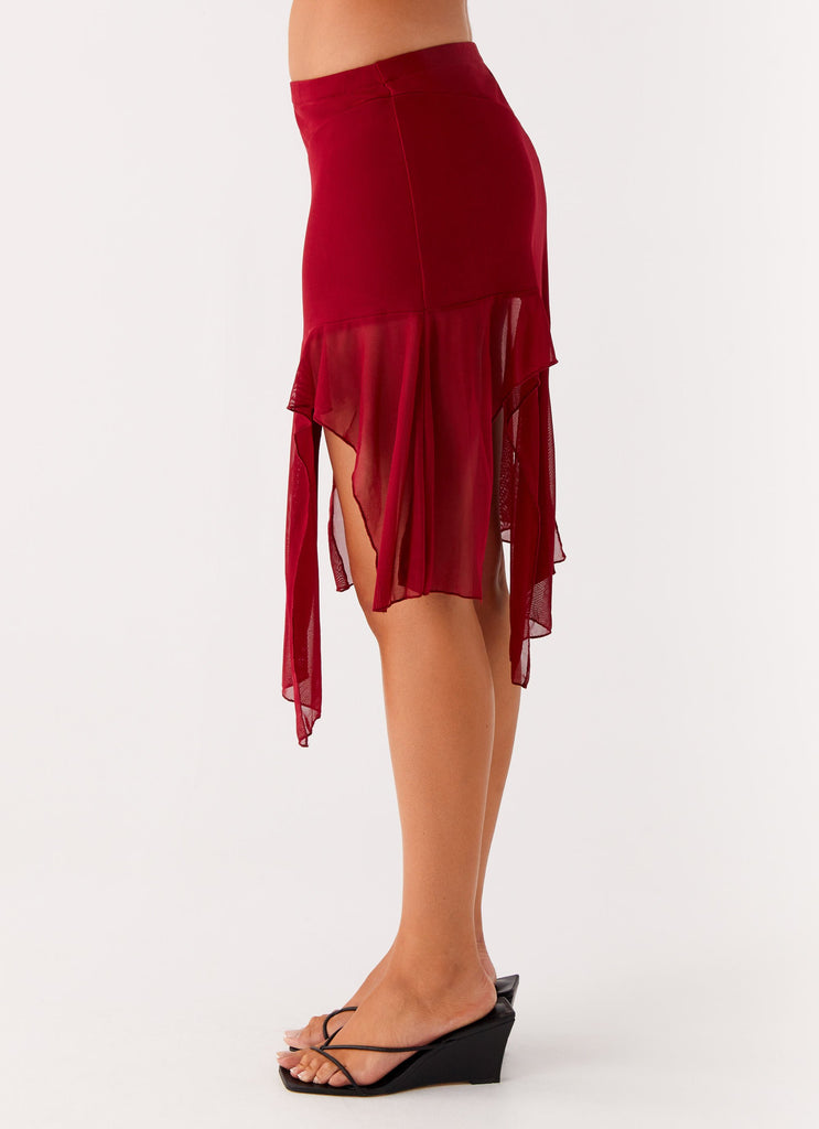 Peppermayo Peppermayo Exclusive - Anthea Mesh Midi Skirt - Red