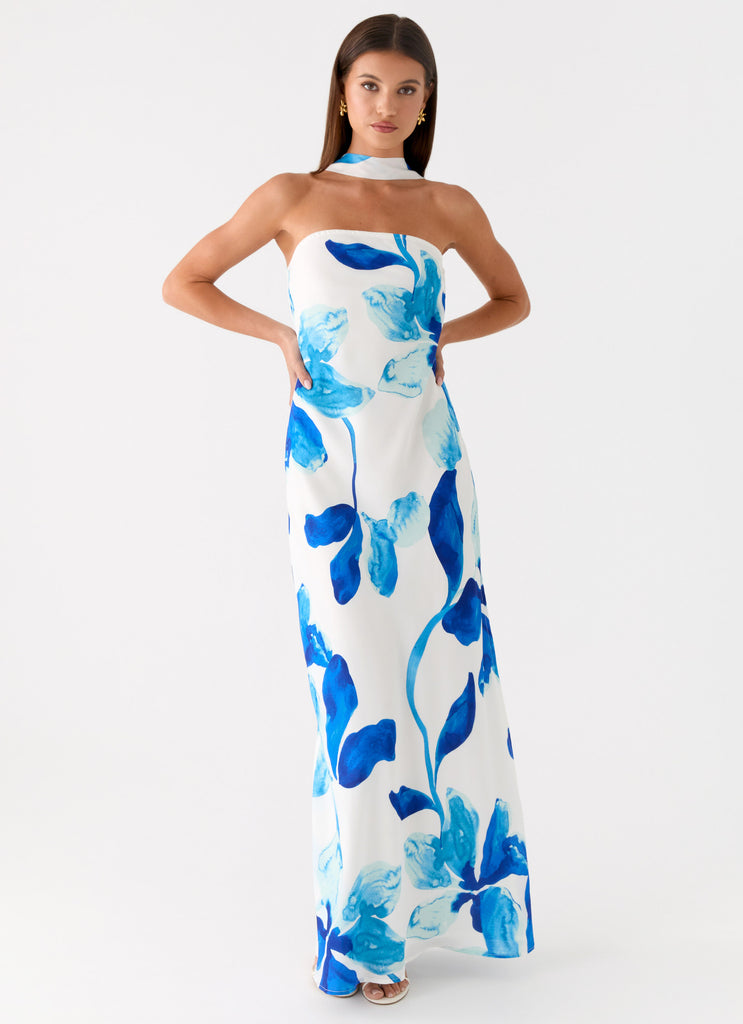 Peppermayo Peppermayo Exclusive - Ashelle Chiffon Maxi Dress - Cerulean Bloom