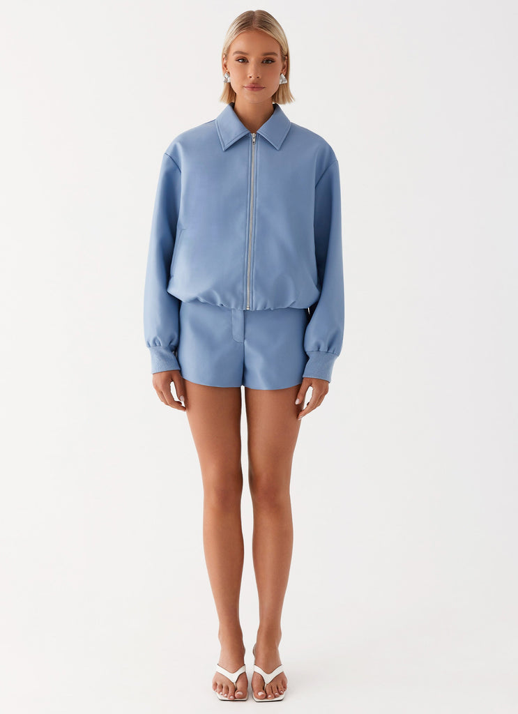 Peppermayo Peppermayo Exclusive - Aspen Oversized Bomber Jacket - Blue