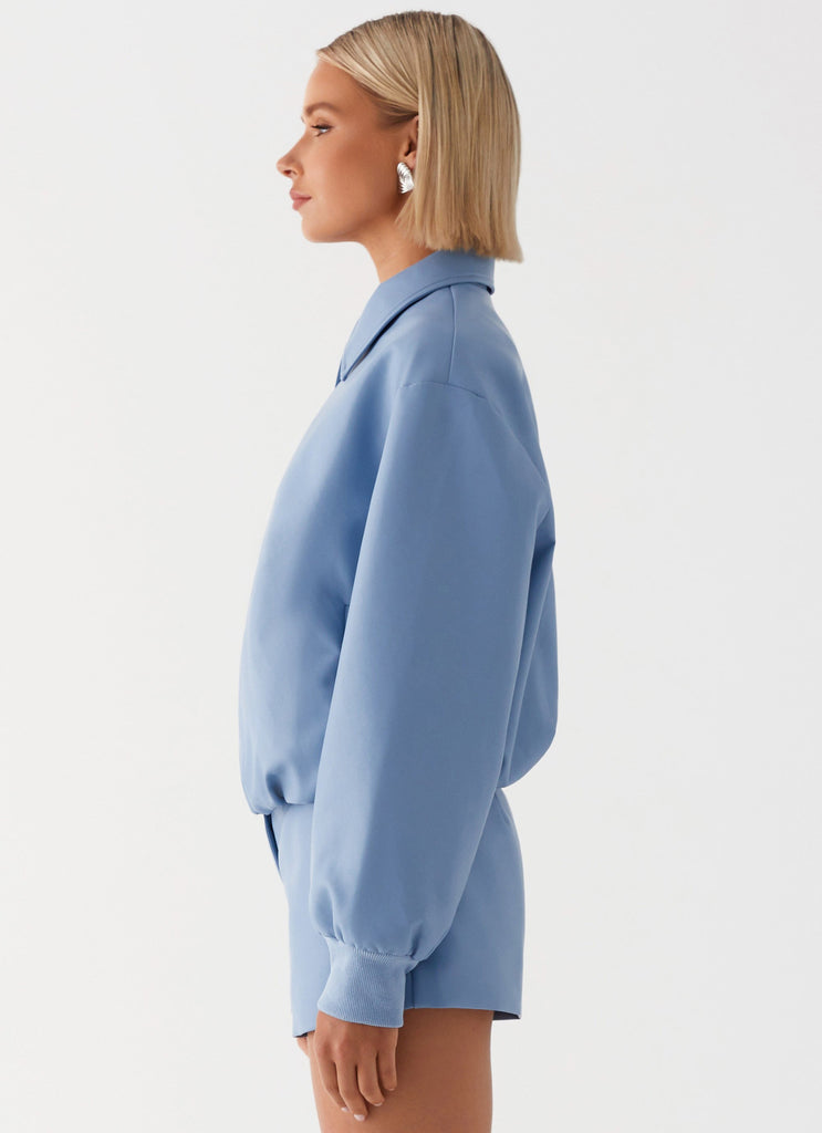 Peppermayo Peppermayo Exclusive - Aspen Oversized Bomber Jacket - Blue