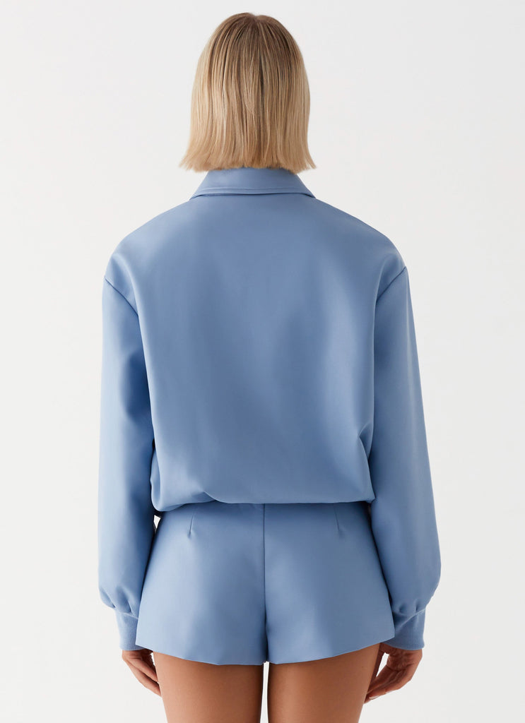 Peppermayo Peppermayo Exclusive - Aspen Oversized Bomber Jacket - Blue