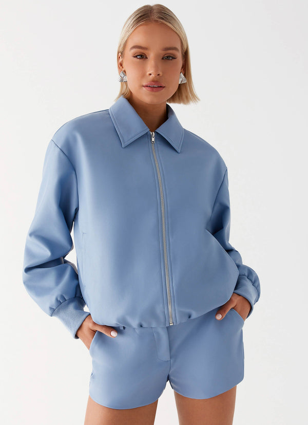 peppermayo Peppermayo Exclusive - Aspen Oversized Bomber Jacket - Blue