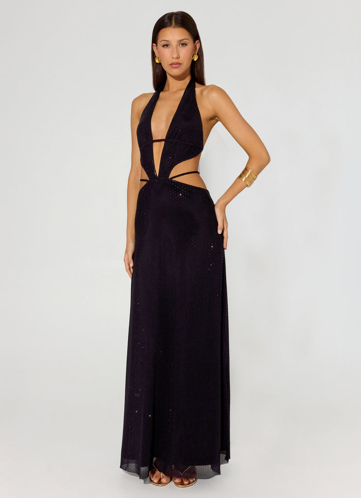 Peppermayo Peppermayo Exclusive - Astraeus Beaded Sequin Maxi Dress - Black