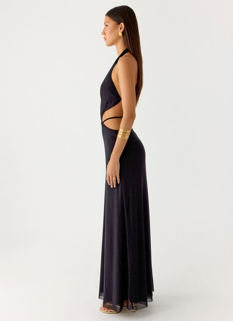 Peppermayo Peppermayo Exclusive - Astraeus Beaded Sequin Maxi Dress - Black