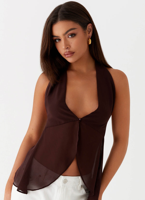 peppermayo Peppermayo Exclusive - At Last Halterneck Top - Brown