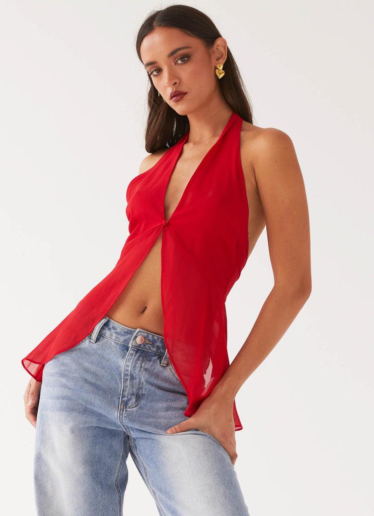 Peppermayo Peppermayo Exclusive - At Last Halterneck Top - Rouge Red