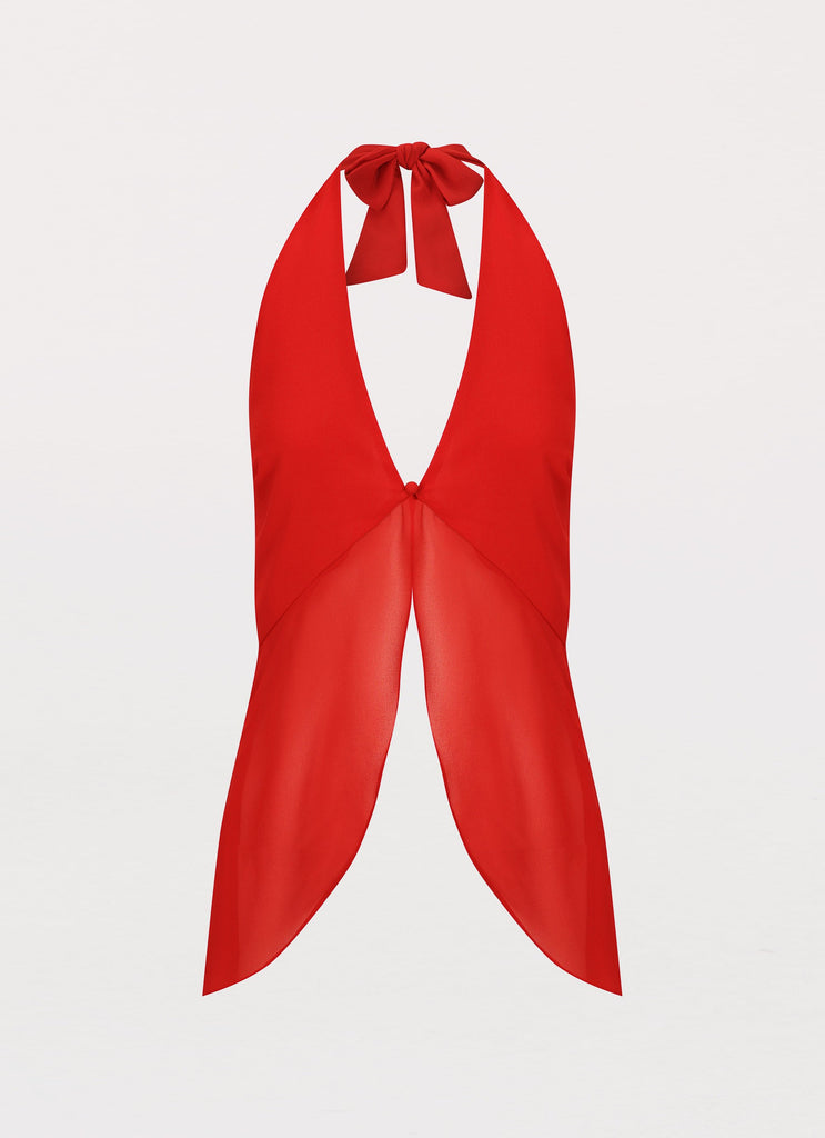 Peppermayo Peppermayo Exclusive - At Last Halterneck Top - Rouge Red