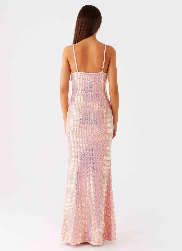 Peppermayo Peppermayo Exclusive - Attitude Knit Sequin Maxi Dress - Iridescent Pink
