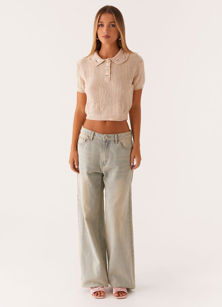 Peppermayo Peppermayo Exclusive - Aubrielle Knit Collar Top - Cream