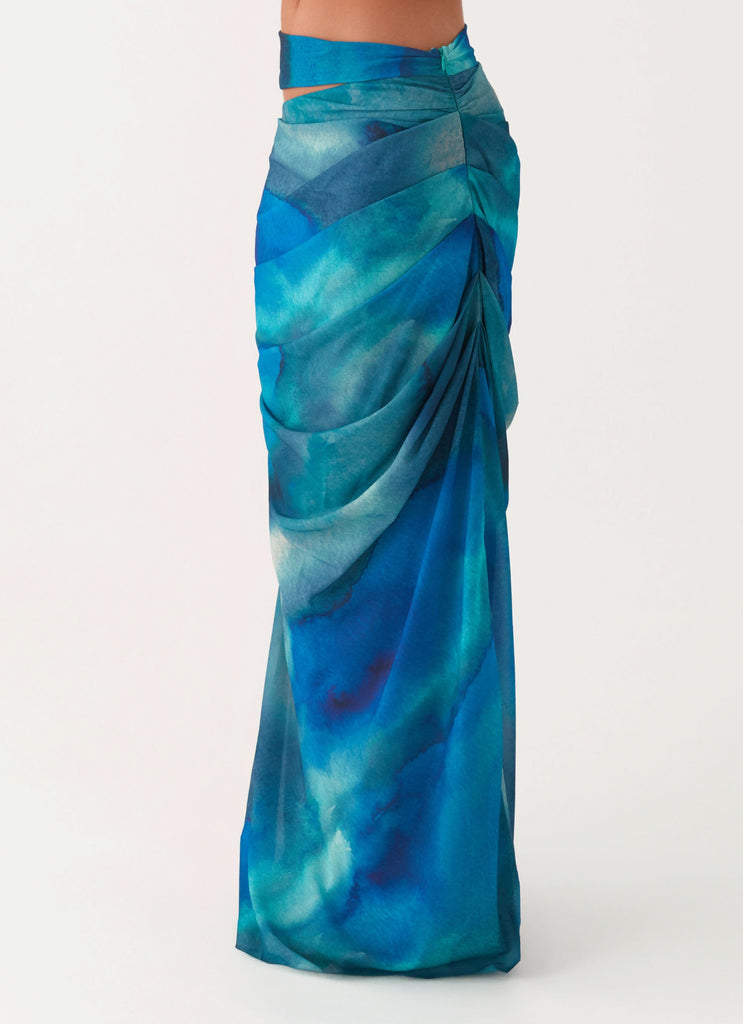 Peppermayo Peppermayo Exclusive - Austin Cut Out Maxi Skirt - Blue Tie Dye