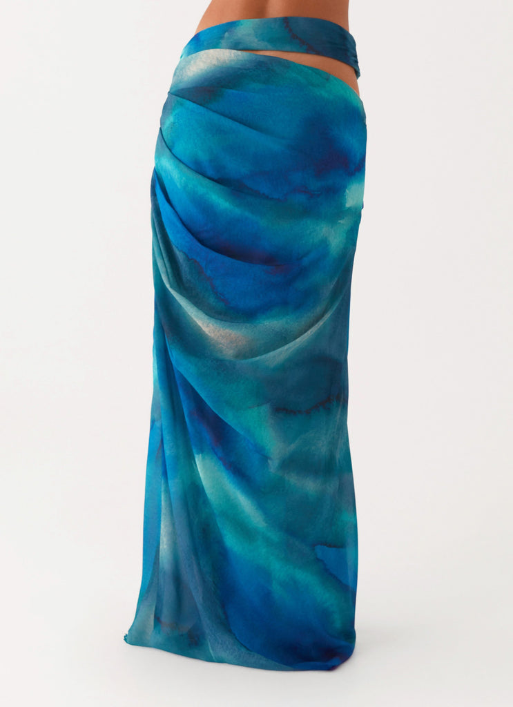 Peppermayo Peppermayo Exclusive - Austin Cut Out Maxi Skirt - Blue Tie Dye