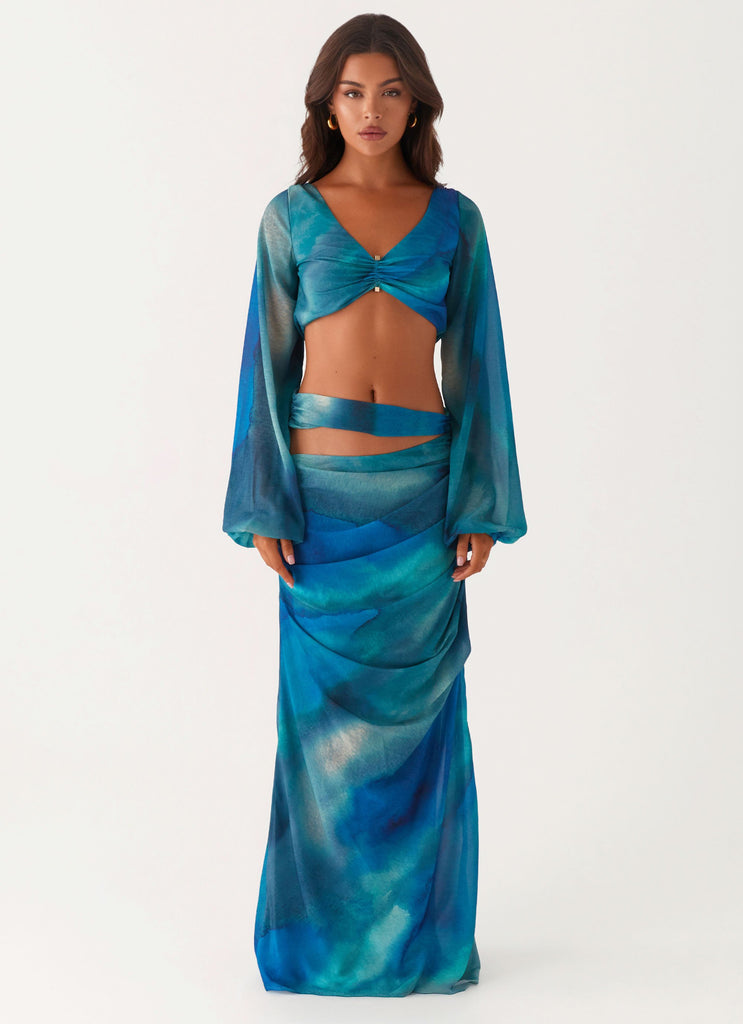Peppermayo Peppermayo Exclusive - Austin Long Sleeve Top - Blue Tie Dye