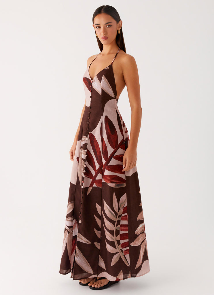 Peppermayo Peppermayo Exclusive - Autumn Linen Maxi Dress - Cinnamon Palm