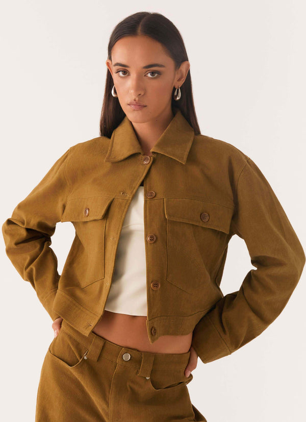 peppermayo Peppermayo Exclusive - Avi Boxy Jacket - Brown
