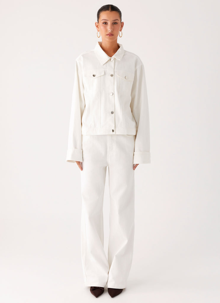 Peppermayo Peppermayo Exclusive - Back Again Oversized Denim Jacket - White