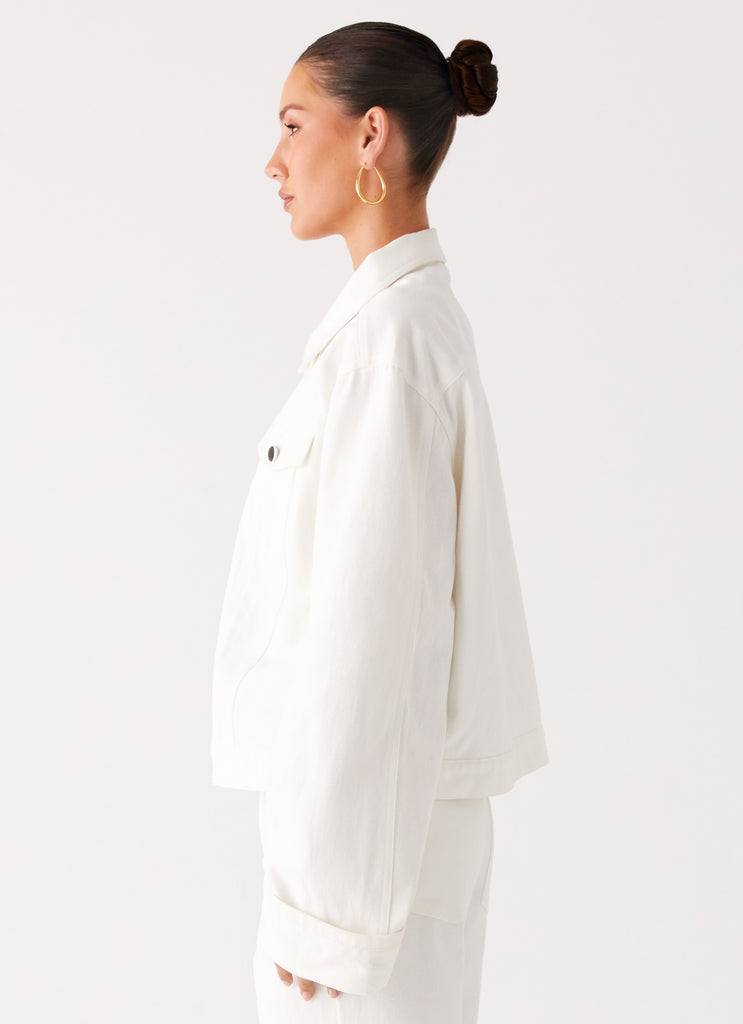 Peppermayo Peppermayo Exclusive - Back Again Oversized Denim Jacket - White
