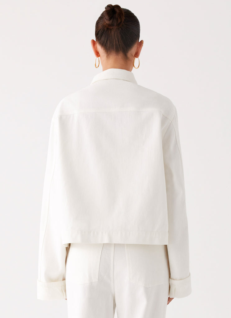 Peppermayo Peppermayo Exclusive - Back Again Oversized Denim Jacket - White