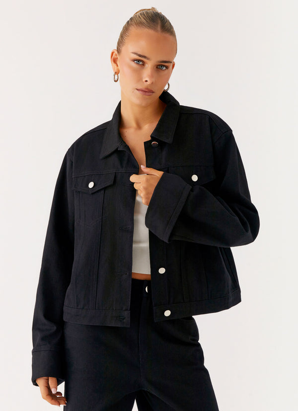 peppermayo Peppermayo Exclusive - Back Again Oversized Denim Jacket - Black