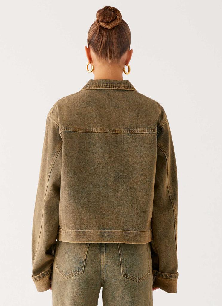 Peppermayo Peppermayo Exclusive - Back Again Oversized Denim Jacket - Brown Sand Wash