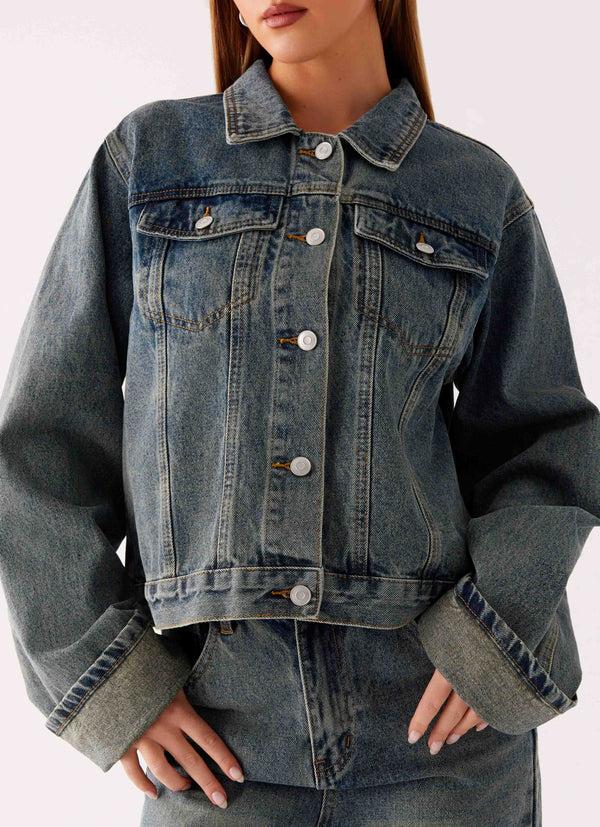 peppermayo Peppermayo Exclusive - Back Again Oversized Denim Jacket - Dirty Wash