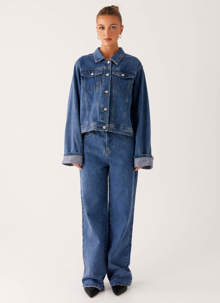 Peppermayo Peppermayo Exclusive - Back Again Oversized Denim Jacket - True Blue