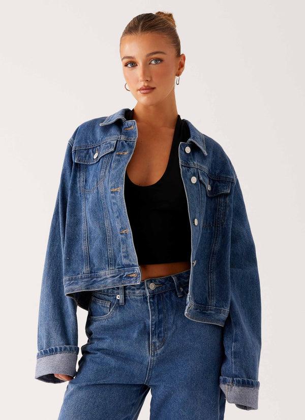 peppermayo Peppermayo Exclusive - Back Again Oversized Denim Jacket - True Blue